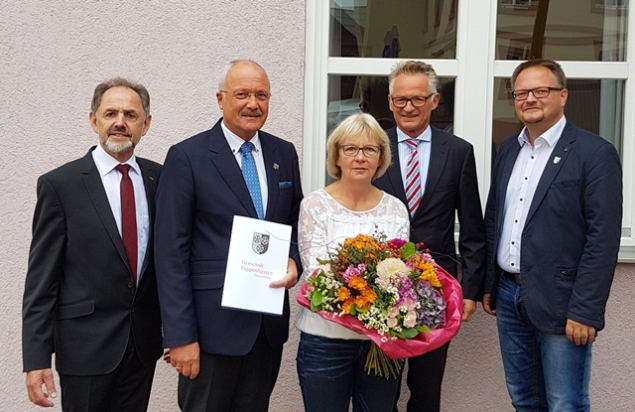 v.l.: Manfred Herget, Manfred u. Regina Helfrich, Günter Voß und Frank Unger